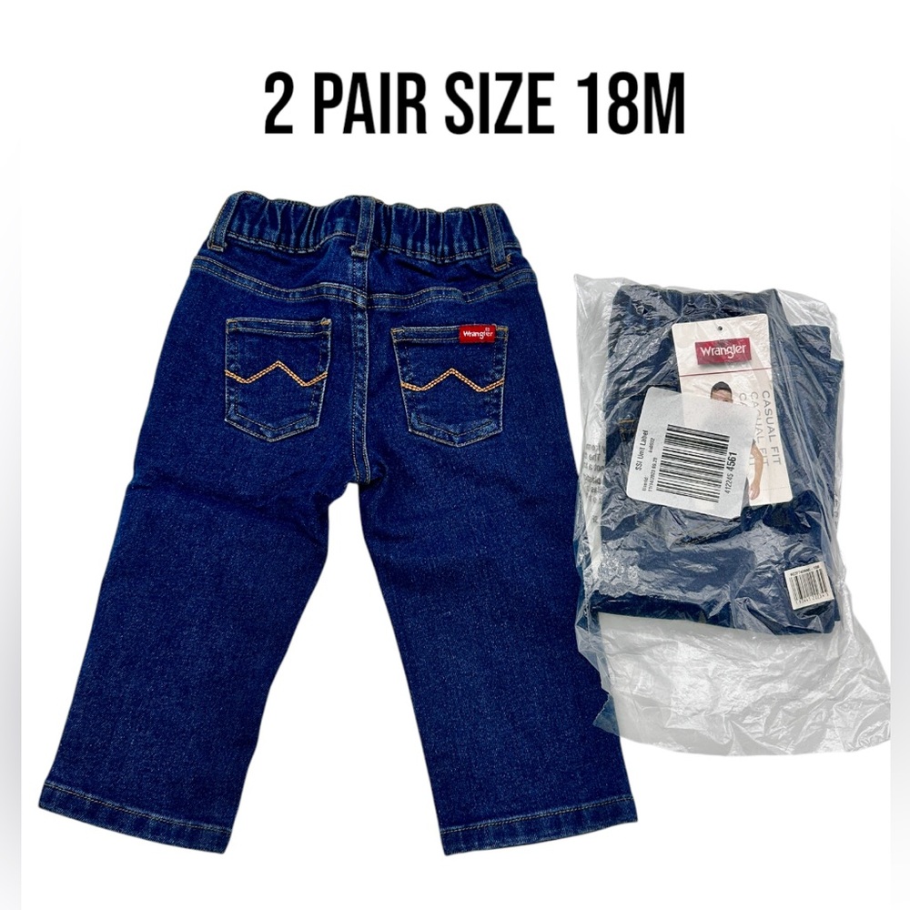 Wrangler Casual Fit Kids Blue Jeans - 2‎ Pack adjustable waist NWT size 18M (K5)